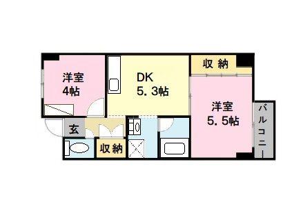 トヨダビル(2DK/2階)の間取り写真