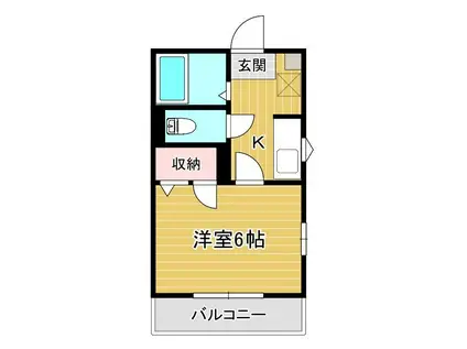 ヒルサイドコート(1K/2階)の間取り写真