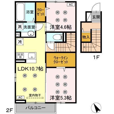 EXCELLENT街角六番館(2LDK/2階)の間取り写真