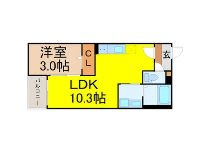 JACK ODAKAIII(1LDK/3階)の間取り写真