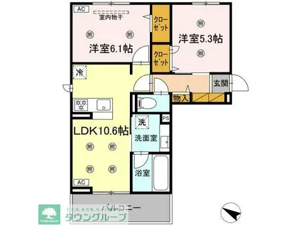 コニフェールIII(2LDK/2階)の間取り写真