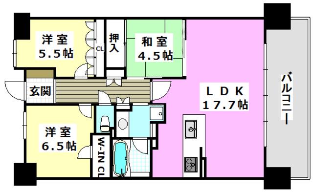 ライオンズ茨木ニューシティB街区(3LDK/4階)の間取り写真
