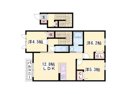 ラメゾンドゥアミー(3LDK/2階)の間取り写真
