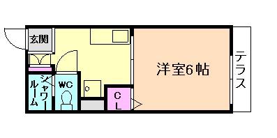 フローラ箕面(1K/1階)の間取り写真