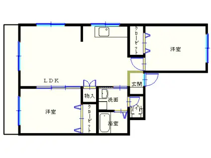 青杜マンション(2DK/3階)の間取り写真