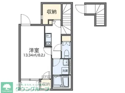 レオネクストレインボーヒルズ(1K/2階)の間取り写真