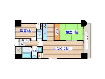 ガーネットヒルズ広瀬町(2LDK/2階)の間取り写真