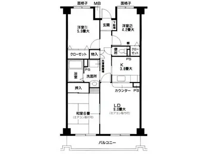 クライン デァ・ベルク I(3LDK/2階)の間取り写真