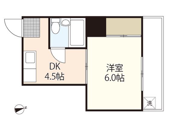 吉島ビル(1DK/2階)の間取り写真