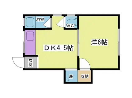 ウィロー東町(1K/1階)の間取り写真