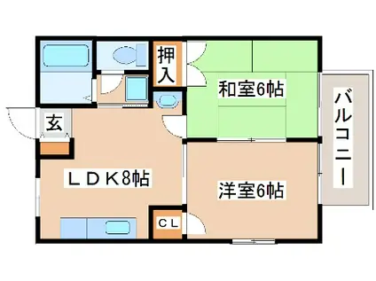 プラザ朝霧(2LDK/2階)の間取り写真