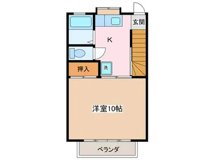 コーポアイランド(1DK/2階)の間取り写真