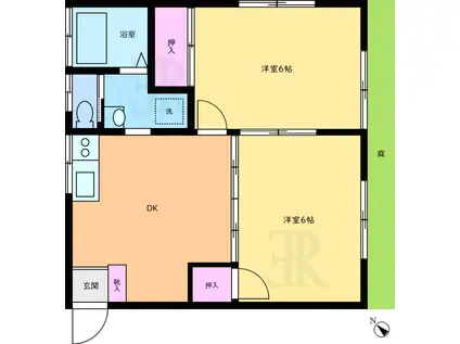 ハイネスビレッジII(2DK/1階)の間取り写真