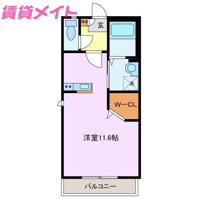 スピリトA(ワンルーム/2階)の間取り写真