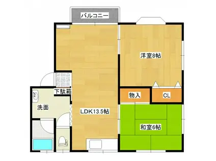 コーポカマタ(3DK/2階)の間取り写真