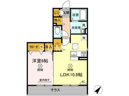 ルミナス大和町(1LDK/3階)の間取り写真