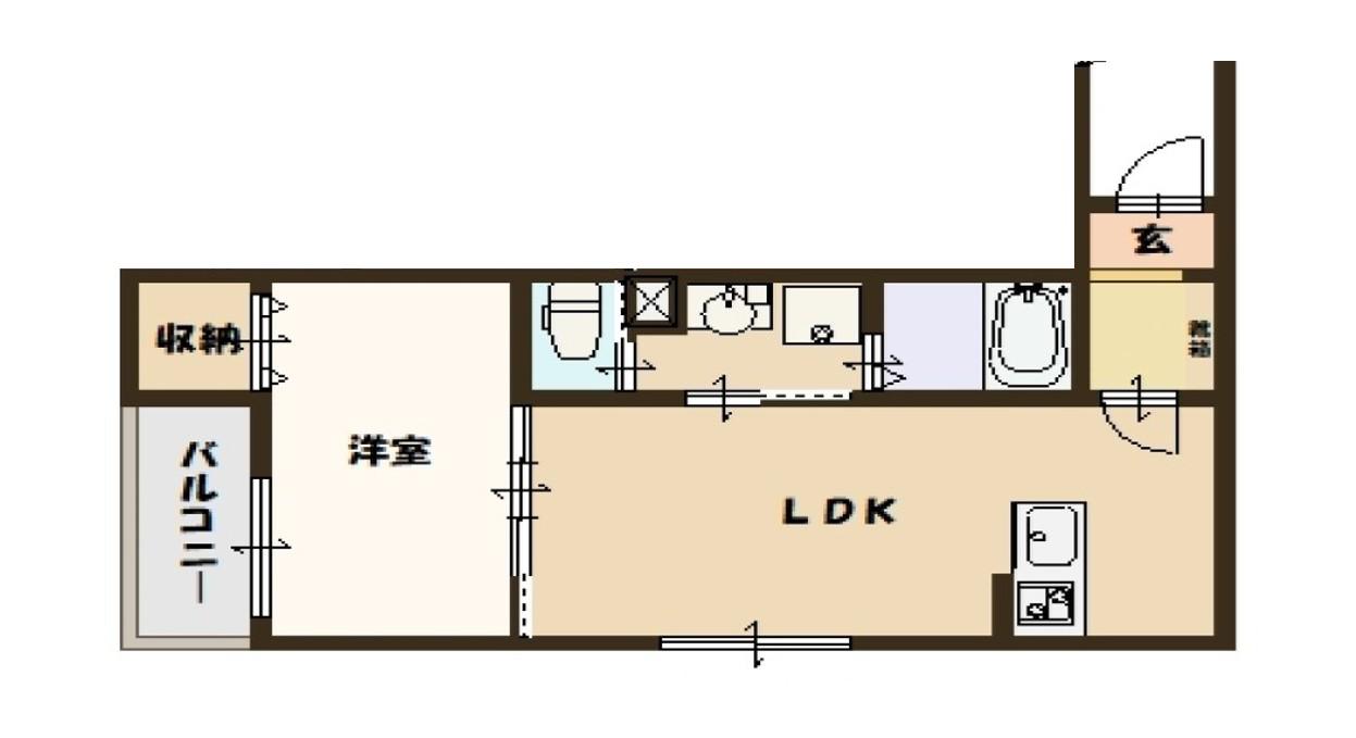 ユーコート四貫島(1LDK/3階)の間取り写真