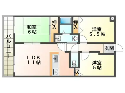 エスポワール西神戸(3LDK/2階)の間取り写真