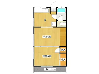 グレイス自由ヶ丘(2K/1階)の間取り写真