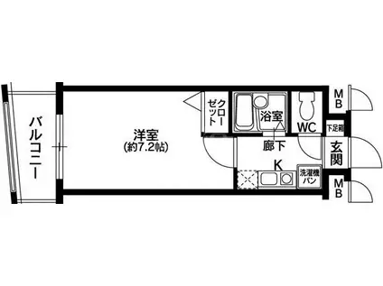 奈良屋グロリアス(1K/4階)の間取り写真