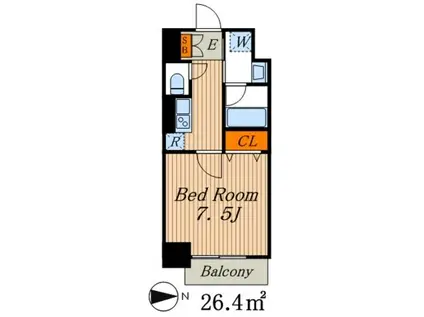 メイクスデザイン両国サウス(1K/3階)の間取り写真