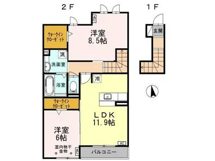 COMFORT TERRACE(2LDK/2階)の間取り写真