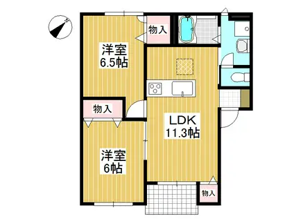 セント インプロス(2LDK/1階)の間取り写真