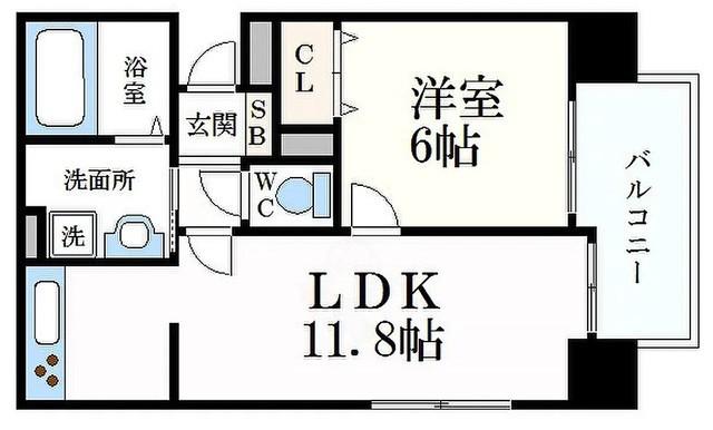 ラシャンス広畑(1LDK/6階)の間取り写真