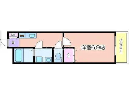 グリッター沢ノ町(1K/2階)の間取り写真