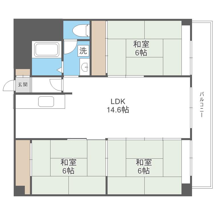 手稲パークビル(2LDK/4階)の間取り写真