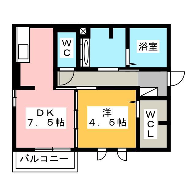 サンライフ B棟(1DK/1階)の間取り写真