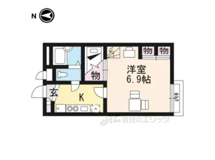 レオパレス瀬田川(1K/2階)の間取り写真