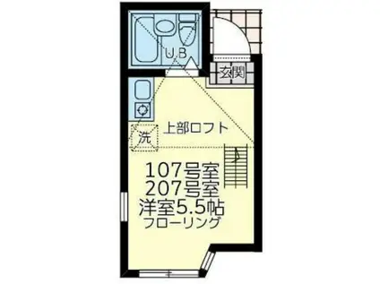 ユナイト境之谷プリンアラモード(ワンルーム/1階)の間取り写真