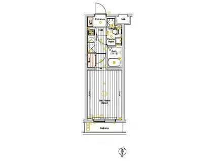 ヴォーガコルテ雪が谷大塚(1K/3階)の間取り写真