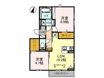 ラ・ビュー7(2LDK/2階)の間取り写真