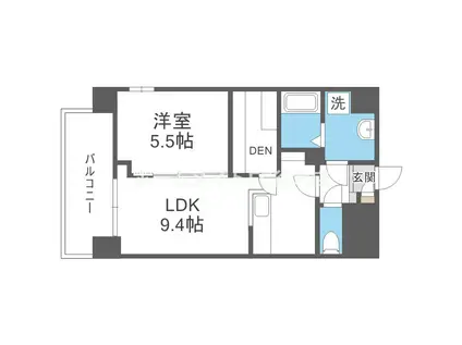 パークス堺筋本町(1SLDK/7階)の間取り写真