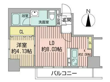 レジディア大通西(1LDK/12階)の間取り写真