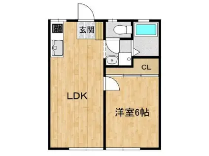 荒川沖AP A棟 ・B棟(1LDK/1階)の間取り写真