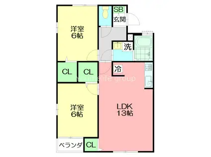 ガーデンスクエアA(2LDK/1階)の間取り写真