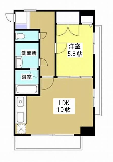 アズビオス元城(1LDK/8階)の間取り写真