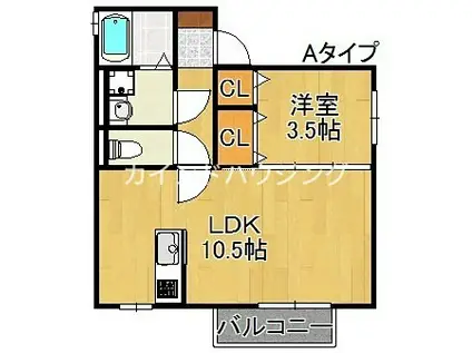 リバティーコート(1K/1階)の間取り写真