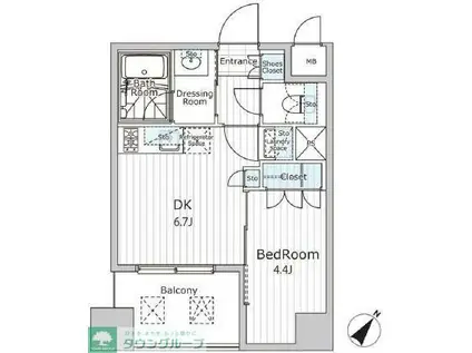 ビエラコート日本橋久松町(1DK/8階)の間取り写真