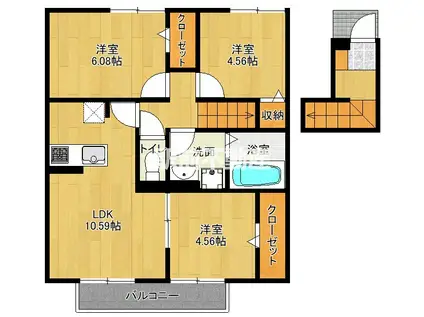 テ・ゾーロ 結(3LDK/2階)の間取り写真
