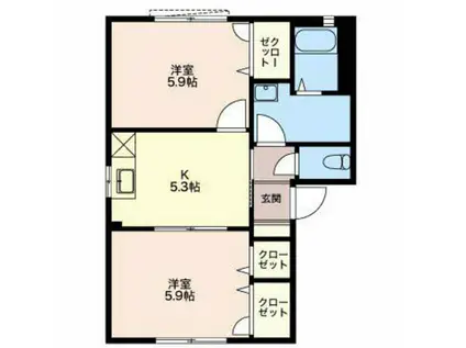 タウンKOMO C棟(2DK/1階)の間取り写真