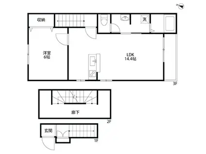 エトピリカ(1LDK/3階)の間取り写真