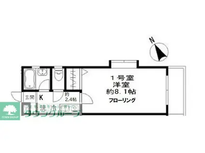 南八幡ハイツ(1K/2階)の間取り写真