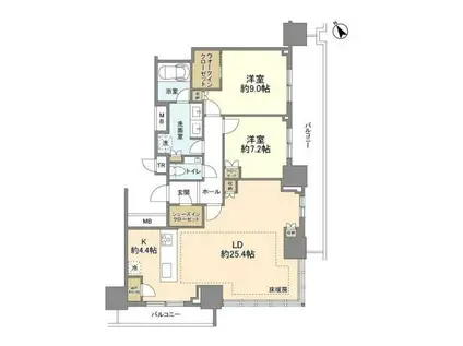 ブリリアタワー浜離宮(2LDK/31階)の間取り写真