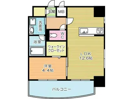 プレジデンス ざ旦過(1LDK/2階)の間取り写真