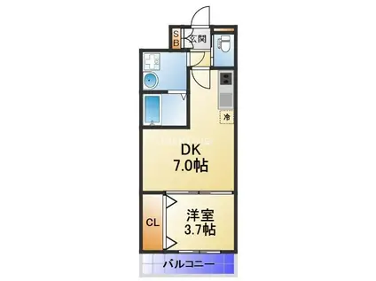 メルベージュ千林大宮(1DK/1階)の間取り写真