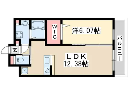 プレジオ三国アジアン(1LDK/8階)の間取り写真